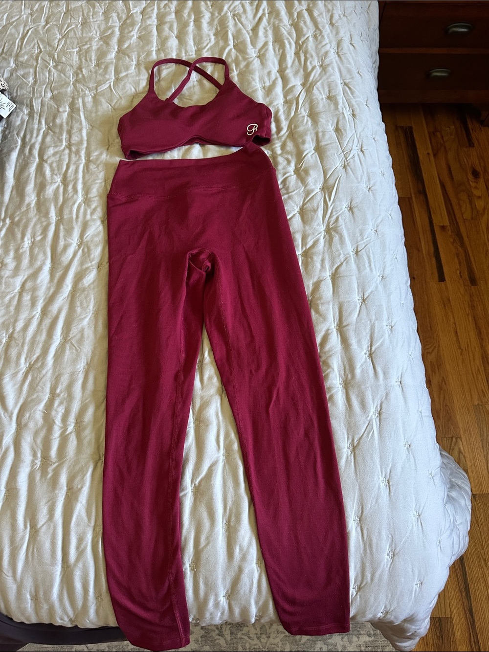 Bombshell Sportswear Burgundy Athletic Bra and Leggings Set